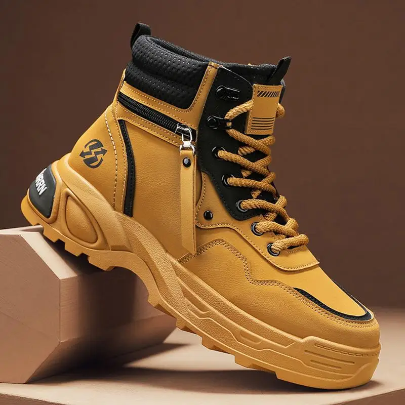 Men's shoes 2025 winter new thick soled casual sports outdoor hiking leather surface versatile workwear labor protection shoes
