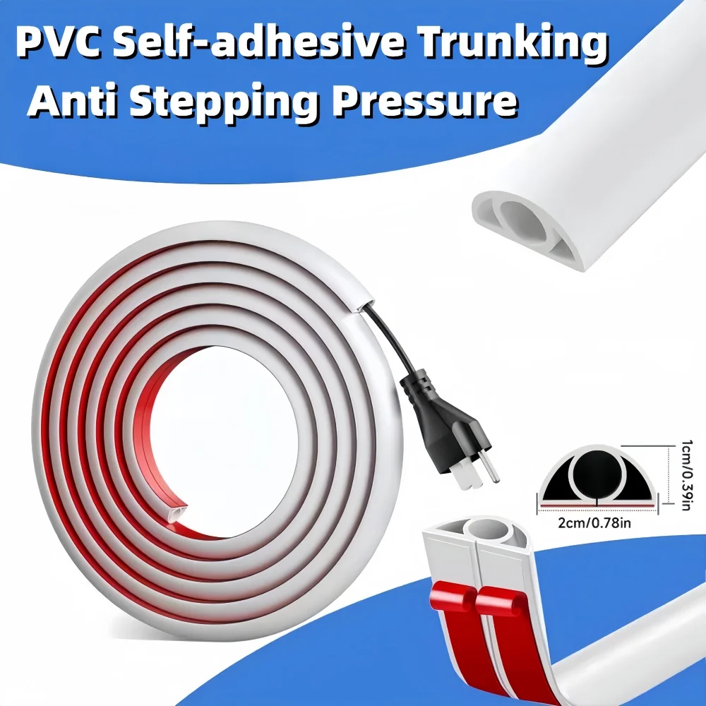 1PC Floor Cord Cover Trimmable PVC Wire Hider Prevents Trip  Heavy Duty Cable Management Home Office ﻿