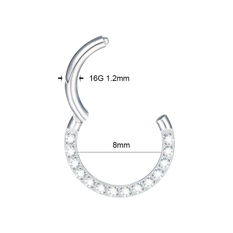 1pc Implant Grade Titanium Clicker Hinged Earrings Hoop Ring for Cartilage Helix Rook Septum Daith Tragus Conch Piercing Jewelry