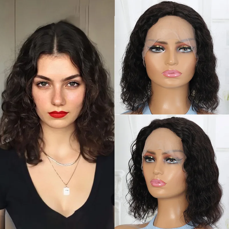 

Европейская и американская парика с кружевной передней частью, короткие кудрявые волосы, африканские мелкие кудри, головной убор из синтетического волокна.