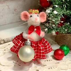 DIY Mouse Doll Christmas Needle Felted Mouse Needle Felted Craft Decorations Cute Needle Felted Mouse Christmas Ornaments