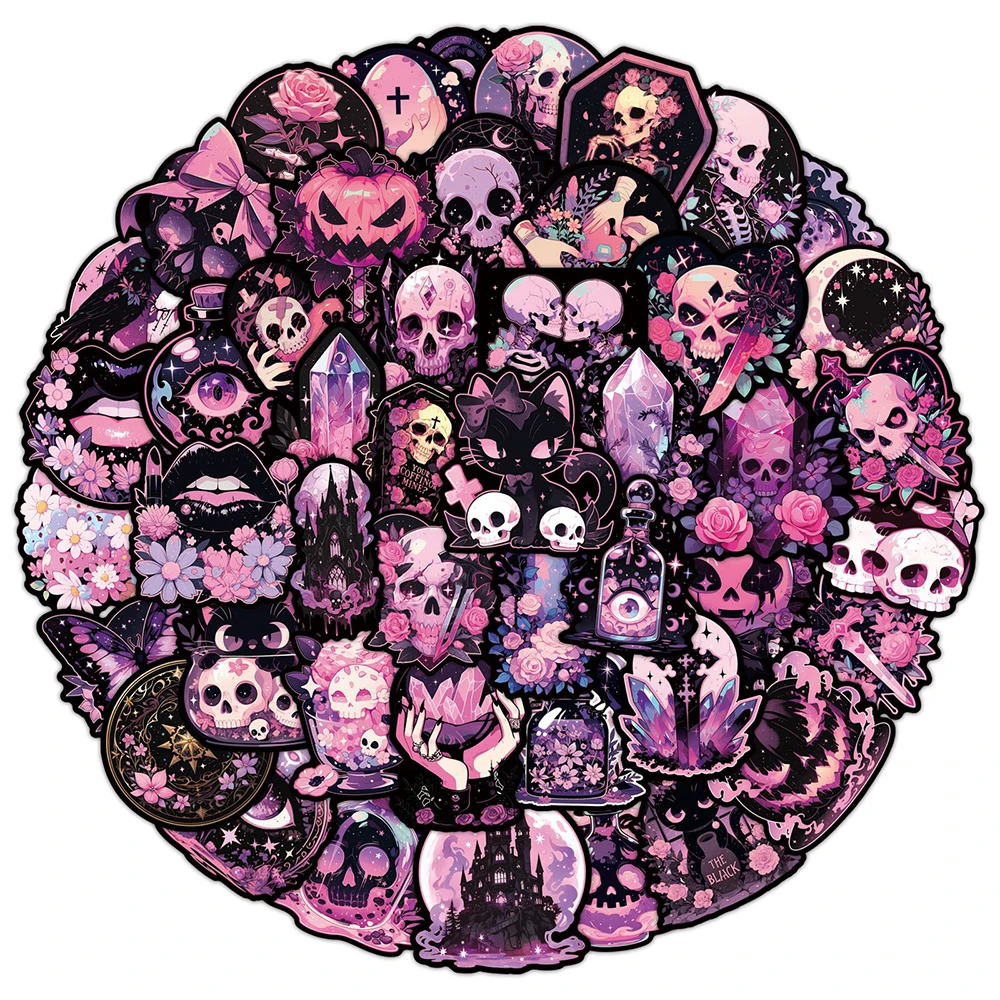 10/30/50pcs Gothic Horror Pink Black Skull Graffiti Stickers Laptop Notebook Fridge Suitcase Waterproof Cool Sticker Kids Toys