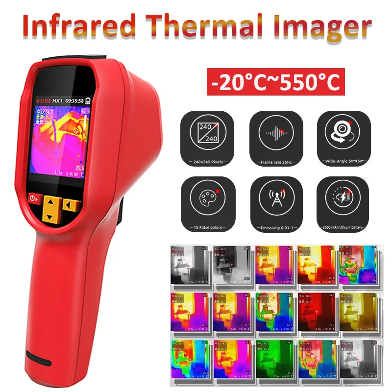 HX1 Infrared Thermal Imager Handheld 240x240 High-precision Thermal Imaging Camera Pipeline Heating Leak Automotive Inspect