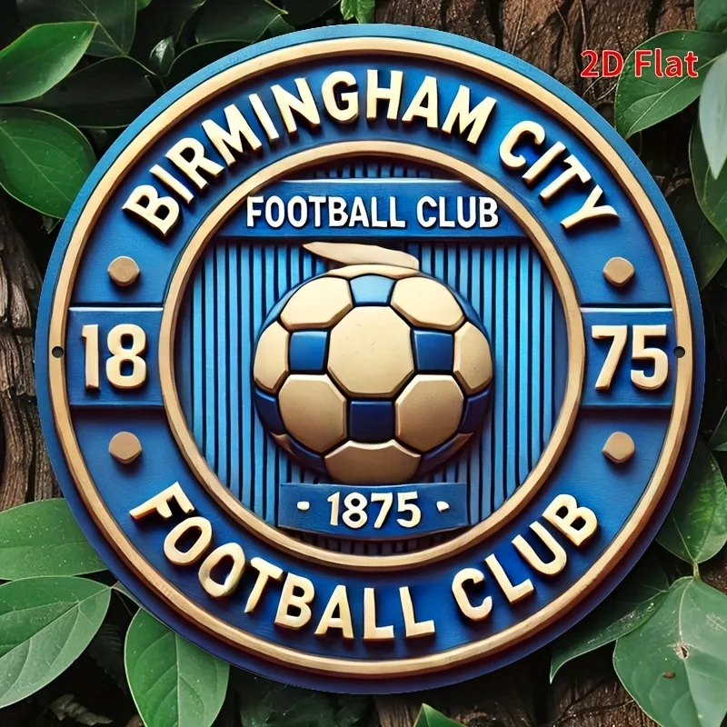 2D Flat 1pc Vintage-Style Aluminum Circular Decorated Plaques, Birmingham City Pride, Rustic Multi-Purpose Home