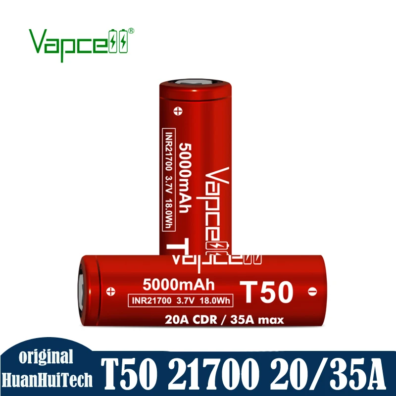 Original Vapcell T50 INR 21700 5000mAh Battery High Capacity 20A/35A 3.7V Rechargeable Batteries For Toys VS LG M50/samsung 50E