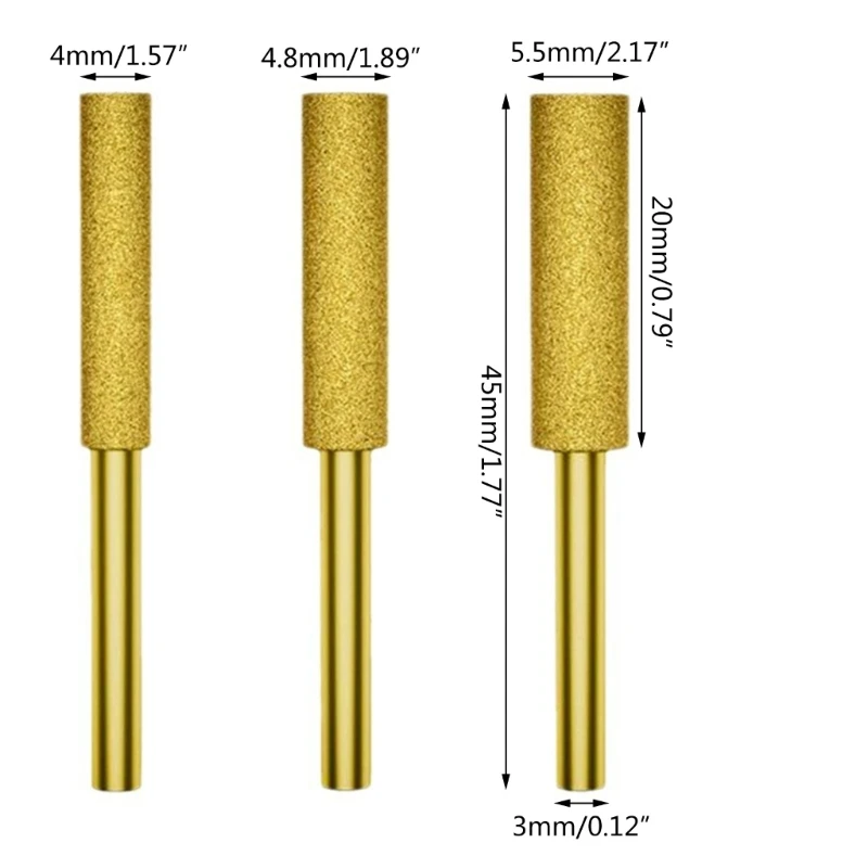 4/4.8/5.5mm Máy mài cưa xích kim cương Burr Bit File cho máy khoan dụng cụ M4YD