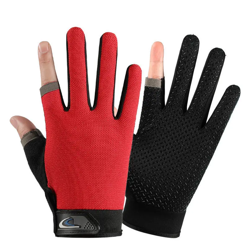 A Pair Fishing Gloves Outdoor 2 Fingers Cut Fishing Gloves Anti-Slip Breathable Gloves For Fishing Sport Fitness Cycling