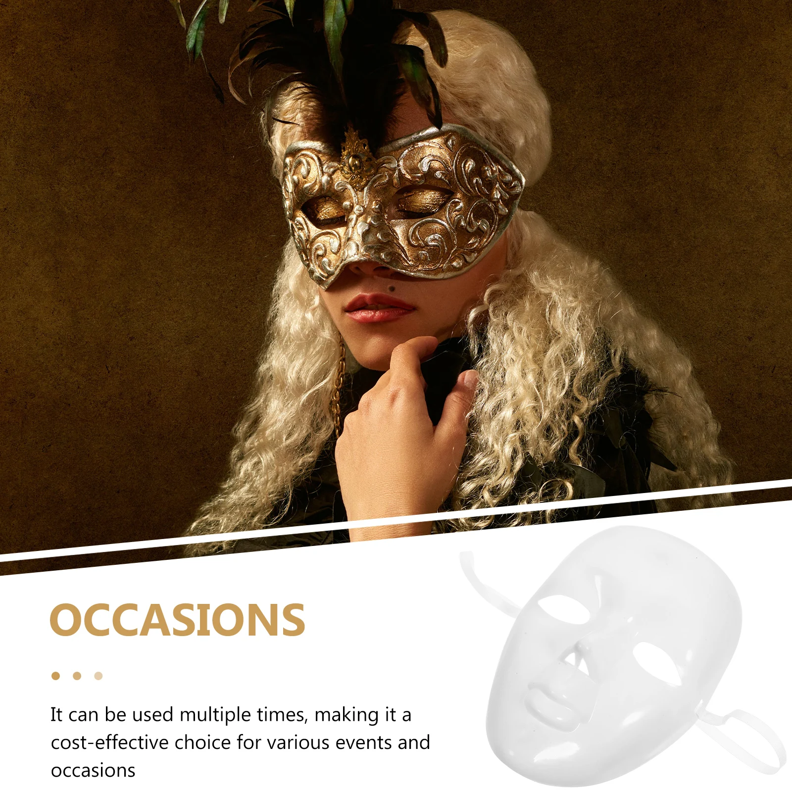 

Blank White Mask for Hand Paint Masquerade Full Face Costume Unpainted Sturdy Plastic Reusable Craft Party Role Play Props
