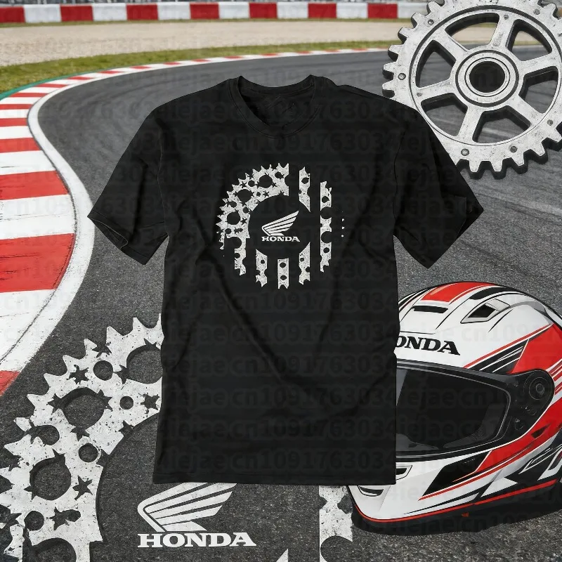 

2025-26 Summer Honda Fashion Moto Honda Graphic Work Clothes 100% Cotton Printed T-shirt Loose Casual Comfortable and Breathable