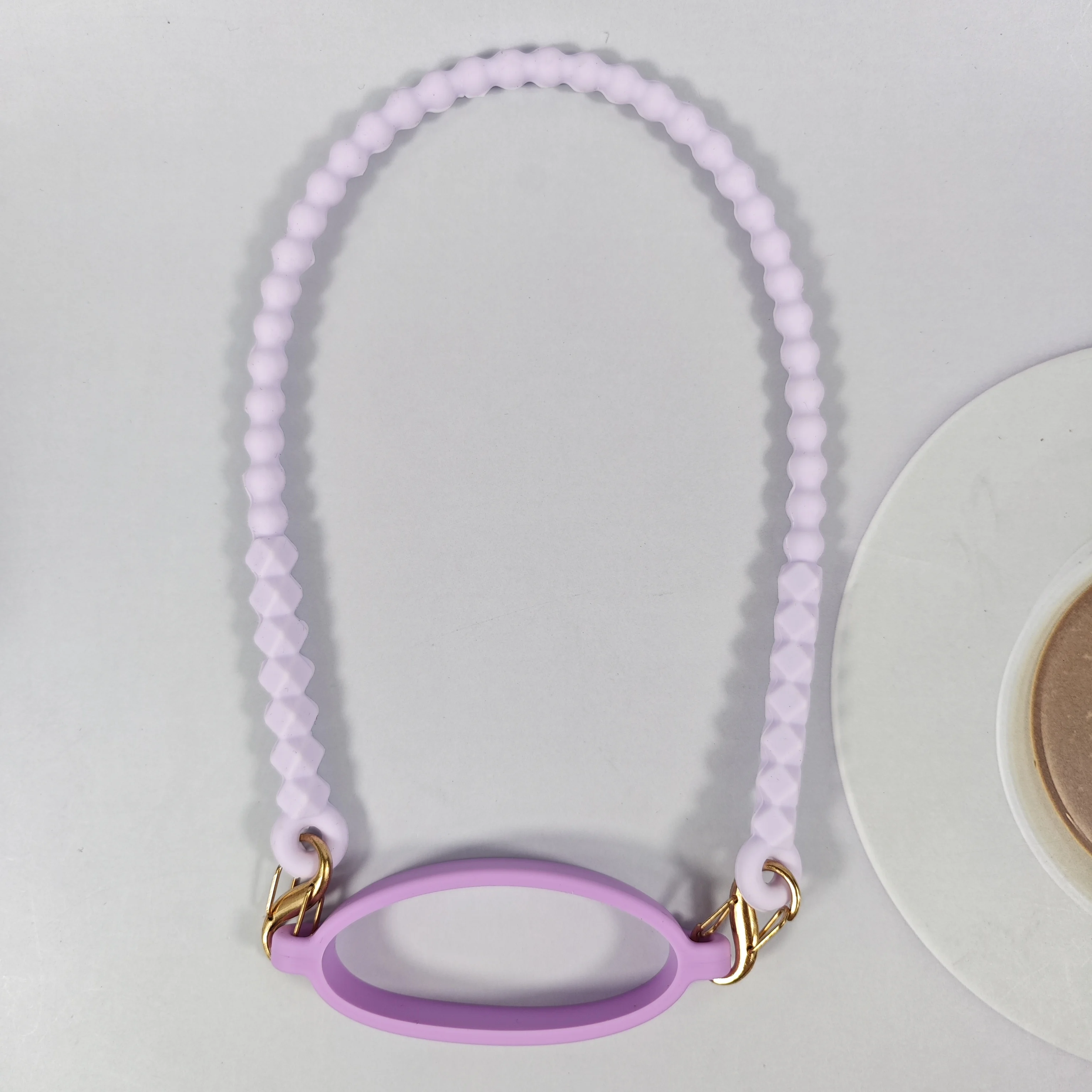 Solid-Color Round Bead Chain Portable Silicone Hand-Held Handle Rope Accessory