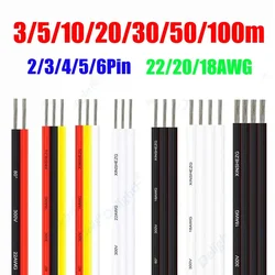 2/3/4/5/6 Pin LED Extension Cable 22 20 18 Gauge 12V Electrical Wire For 5050 SMD RGB RGBW WS2812B LED Strips Bulb JST Connector