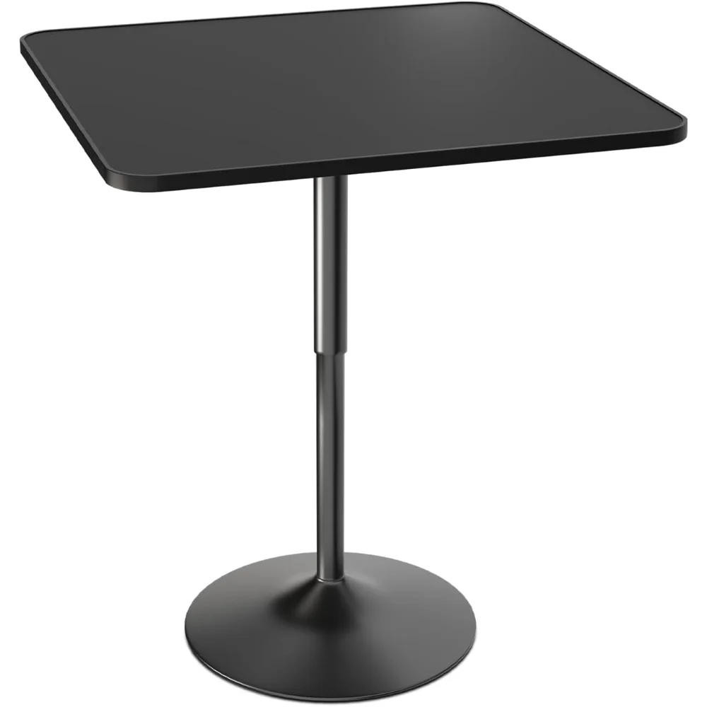 

31.5" Square Pub Table Height Adjustable 27.6"-36" Cocktail Table with Metal Base MDF Top Non-Rotatable for Dining