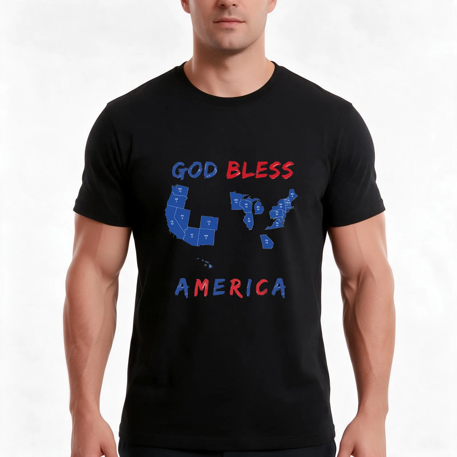 God Bless America (2020 Update) T-Shirt, Summer Casual Cotton Tee, Oversized Streetwear Tops, Vintage Graphic Print, 100% Cotton