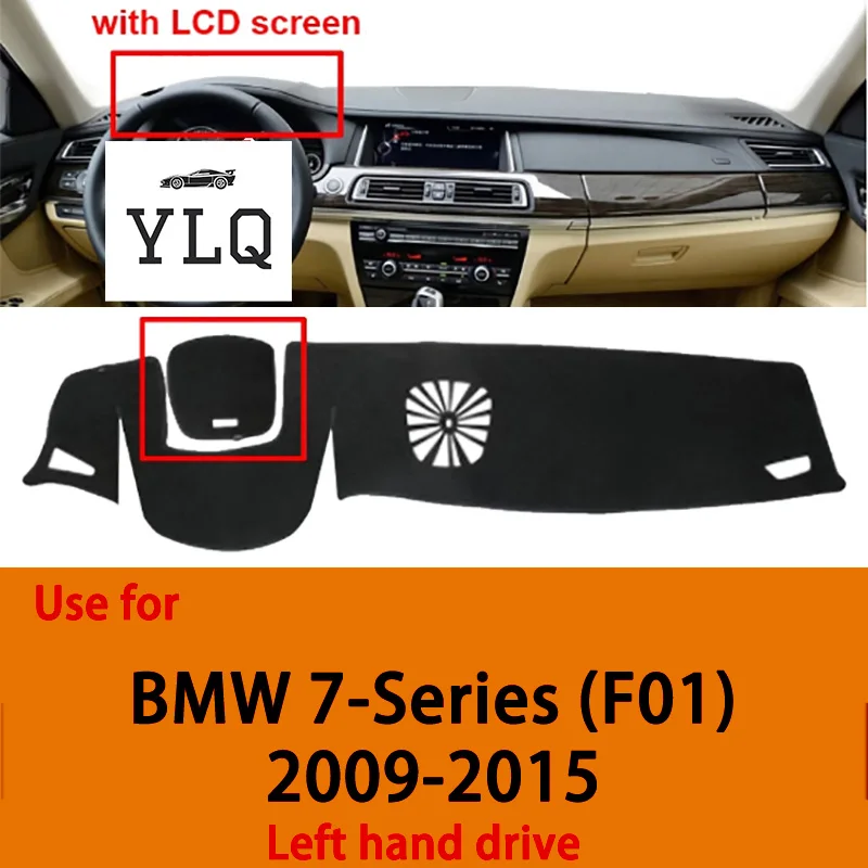 Для BMW 7-серии (F01) 2009-2015 полиэстер с левым рулем, коврик для приборной панели автомобиля, избегайте световой коврика, анти-УФ-чехол, ковер