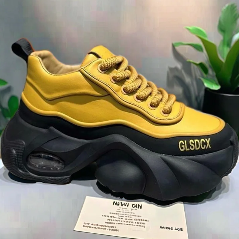 Men's Sport Shoes Thick sole Height Increasing Shoes Luxury Korean version Trend Board shoes Clunky Sneaker Dad Vulcanized Shoe