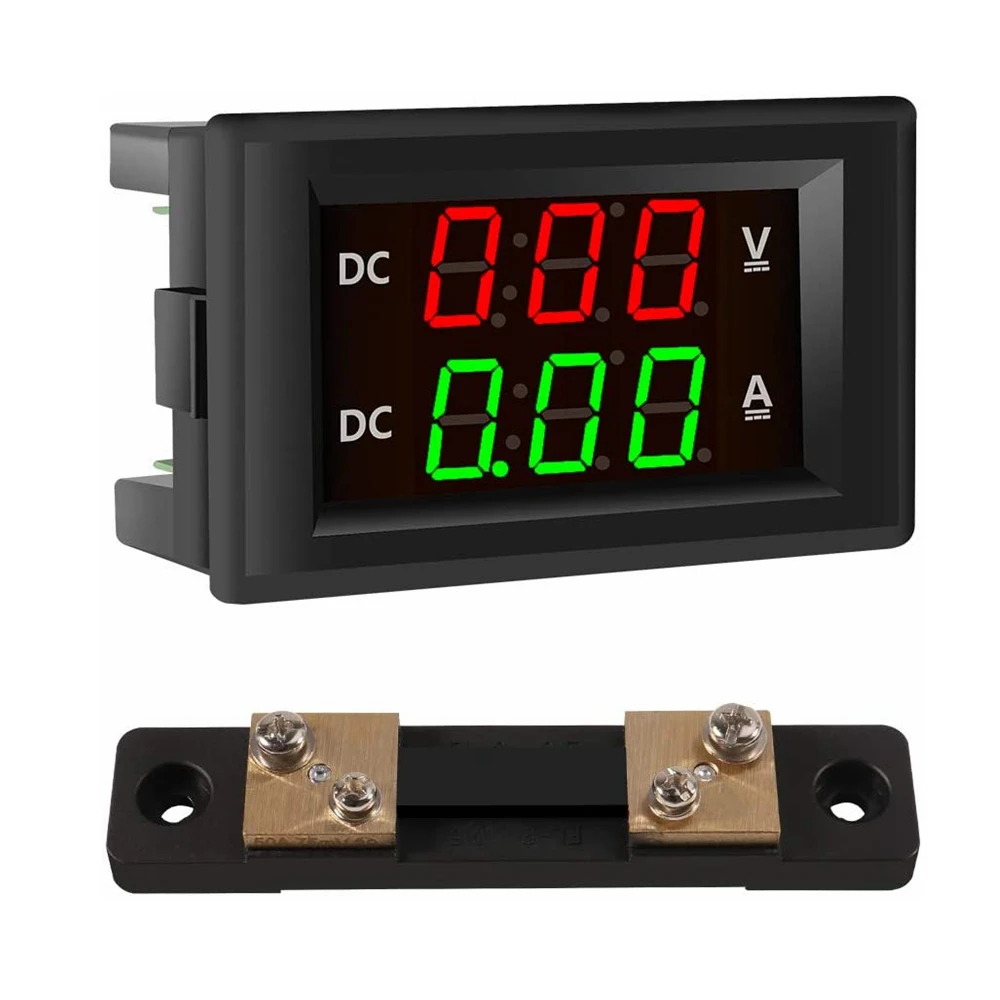 

0.39" LED Voltage Current Display DC 4.5-100V Multimeter Panel Digital Voltmeter Ammeter Volt Meter Gauge with 50A/75mV Shunt