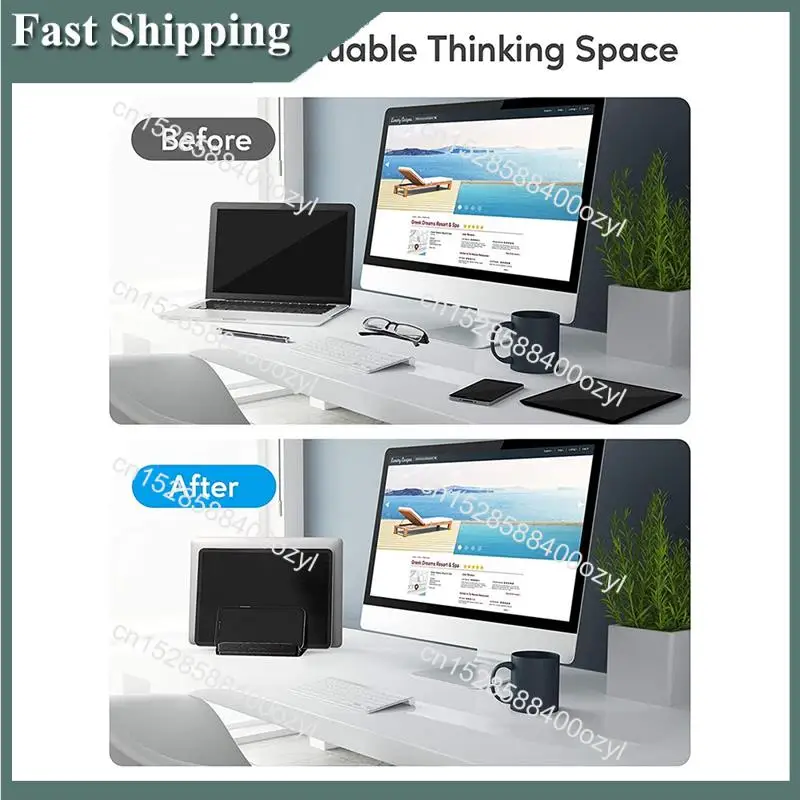 Suporte vertical para laptop August com 3 espaços para computador, tablet, telefone - cabe em todos os modelos de laptop (até 17,3 polegadas)