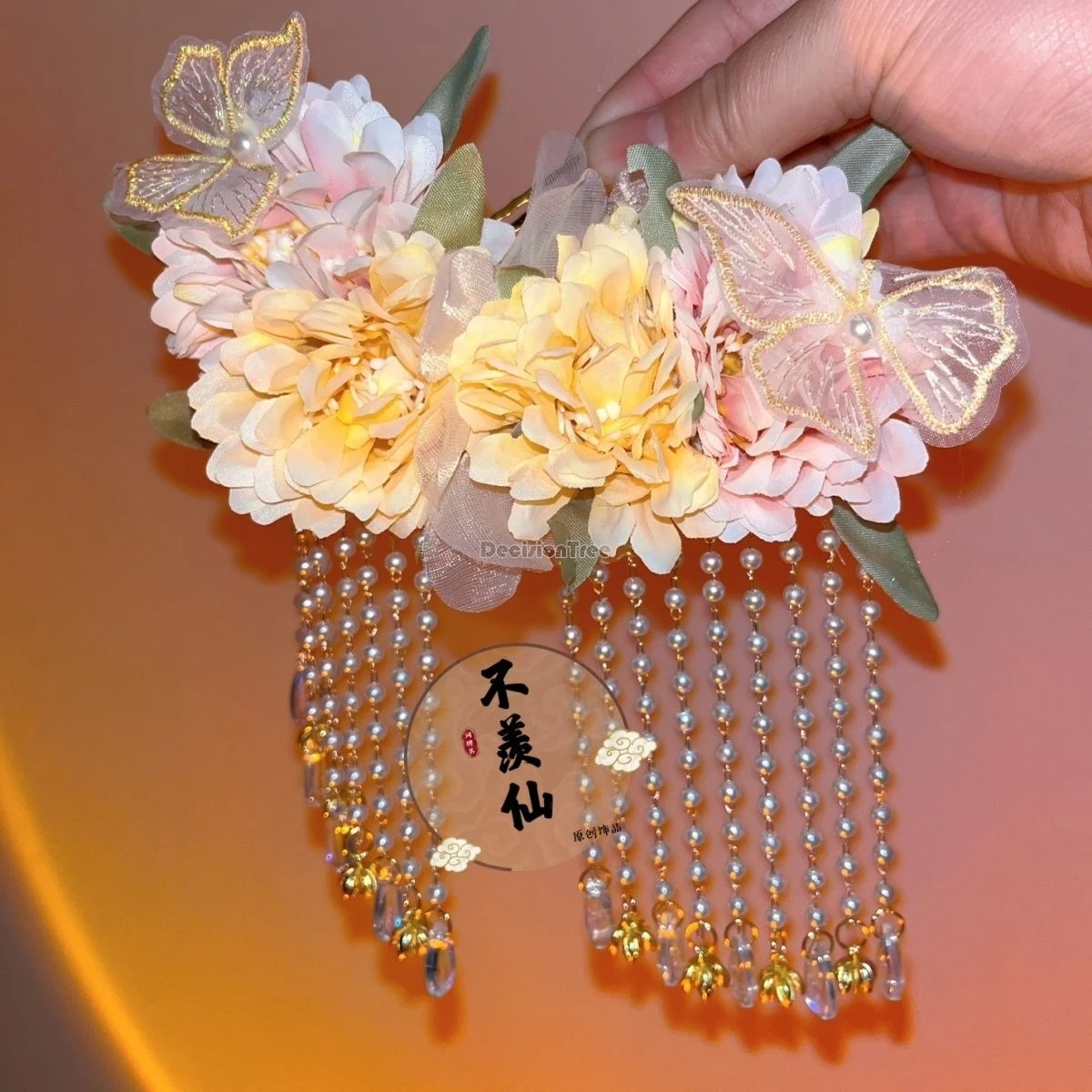 2024 chinese ancient princess hanfu accessory ethnic characteristic silk flower tassel ornaments dainty versatile hanfu headwear