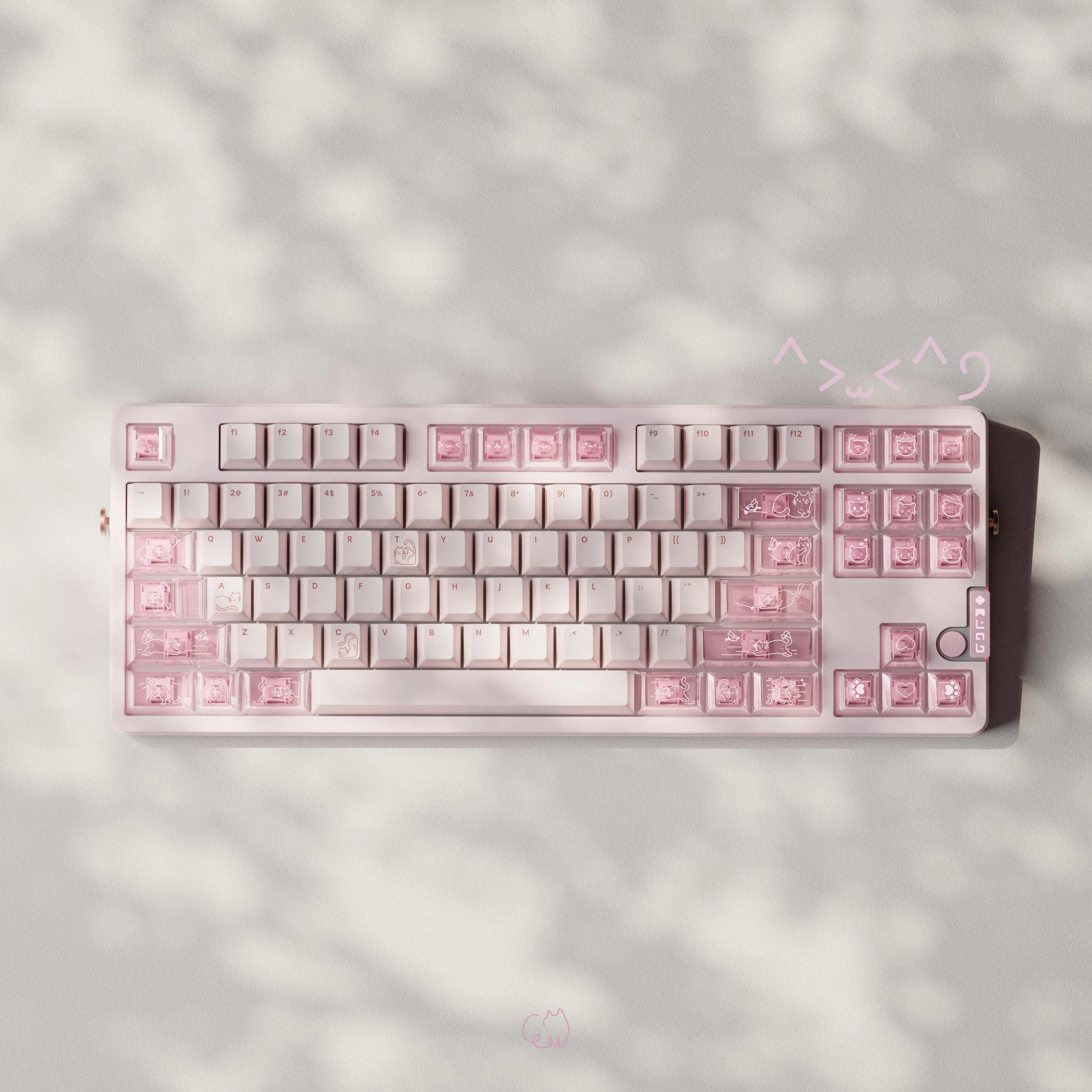 Leuke Jelly Cat Thema Keycaps 140 toetsen PBT + PC Keycaps Roze Kersenprofiel Aangepaste Key Caps voor mechanisch toetsenbord Geschenken PC Gamer
