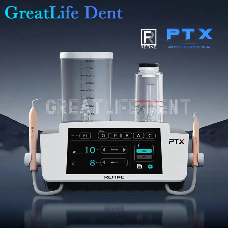 

GreatLife Dent Refine PTX Dental LCD Touch Combines Ultrasound and Air Polishing Scaler Periodontal Surgery and Air Polisher