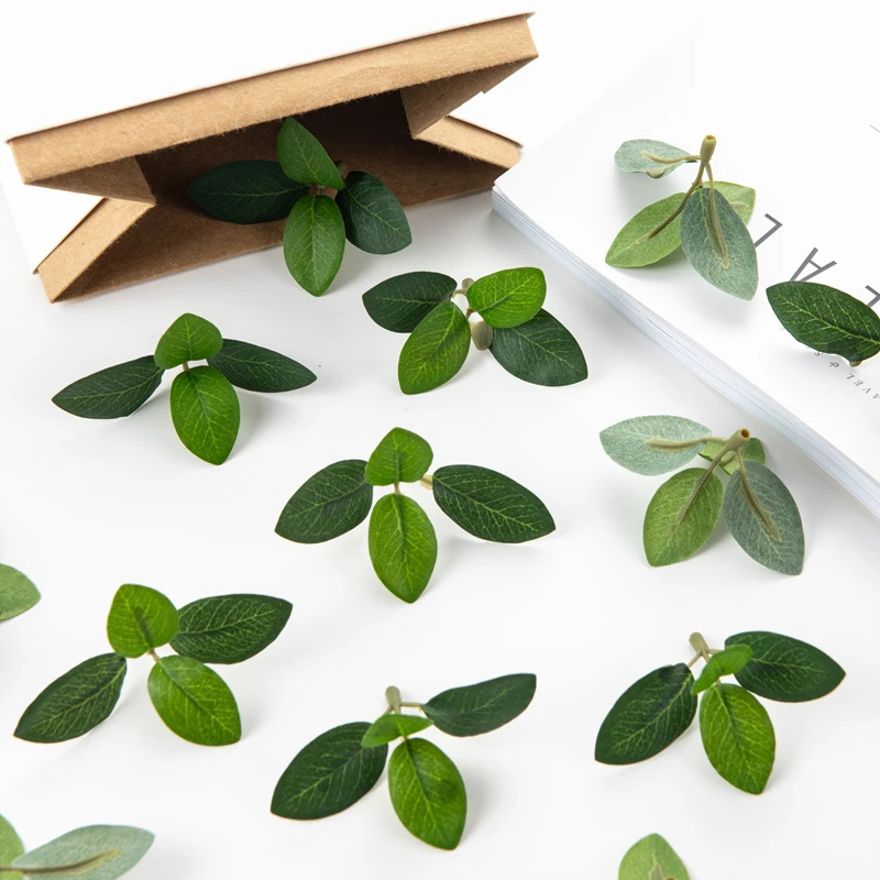 50PC Artificial Flowers Silk Tea Leaf Fake Plants DIY Scrapbook Candy Box Wedding Bridal Bouquet Christmas Home Party Decoration