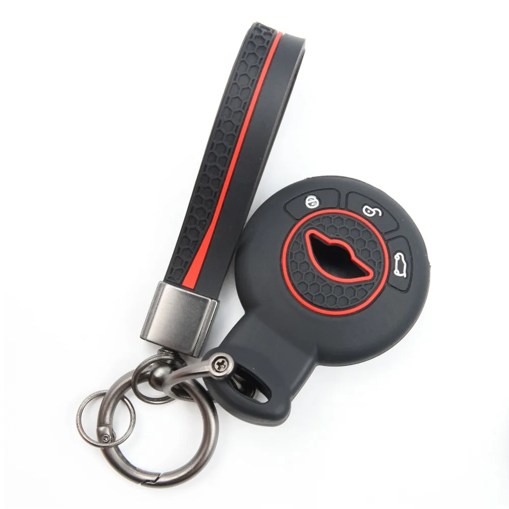 Silicone Car Key Fob Cover For BMW Mini Cooper Clubman Countryman Paceman Roadster R56 R57 CAS3 with ring wrist strap