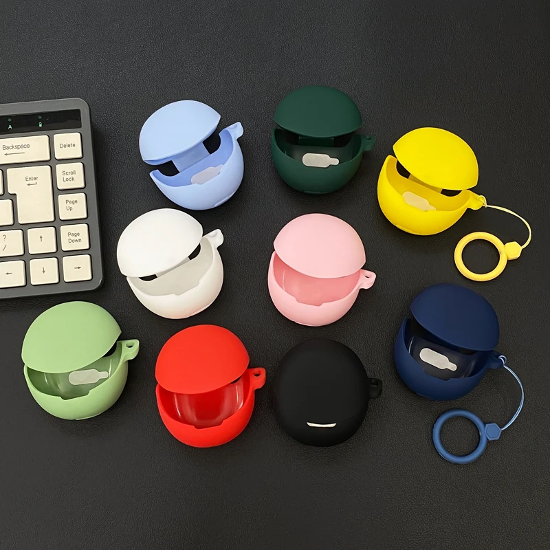 

For OPPO Enco Air3 Case Shockproof Silicone Earphone Cover Solid Color Hearphone Accessories For OPPO Enco Air 3 Box With hook