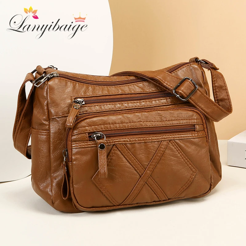 

2024 Модная роскошная дизайнерская сумка через плечо из искусственной кожи, мягкие сумки-мессенджеры для женщин на молнии, женская сумка в стиле ретро, женская сумка A Main