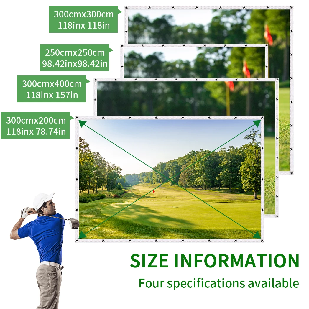 Caiton 1pc HD Polyester Golf Practice Screen - Silent Impact, Durable, Anti-Strike, for Indoor/Outdoor Training, Multi Sizes