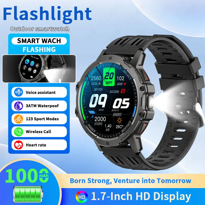 

LIGE Military Smart Watch Men 1000mAh Battery 3ATM Waterproof Watches Bluetooth Call Sport Fitness Health Monitor Smartwatch New