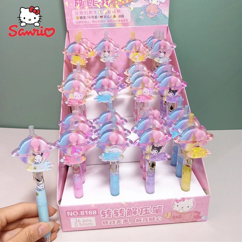 6 pz/36 pz nuovo Sanrio Planet Spin Pen Cartoon Cute Press penna neutra penna Gel studente cancelleria regalo per bambini