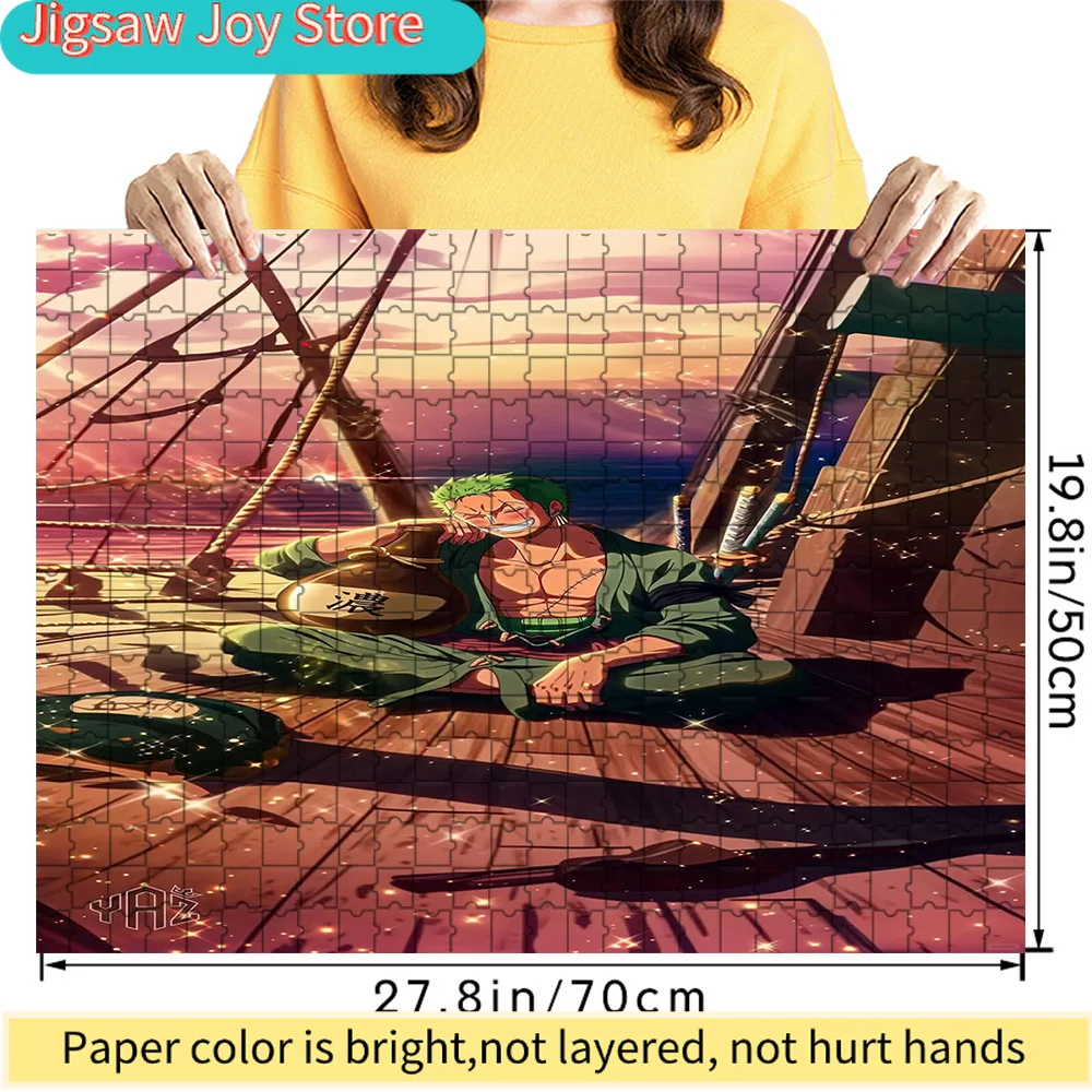 

One Piece Roronoa Zoro Thousand Sunny Deck Scene Art Paper Jigsaw Puzzle, Sunset Anime Character Art, Collectible Stress Relief