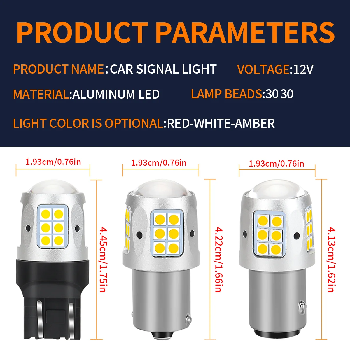 2PCS Canbus T20 LED Bulbs 7440 7443 White/Amber Car Turn Signal 1156 BA15S BAU15S 1157 BAY15D Reverse Lamp Daytime Running Lamp view 5