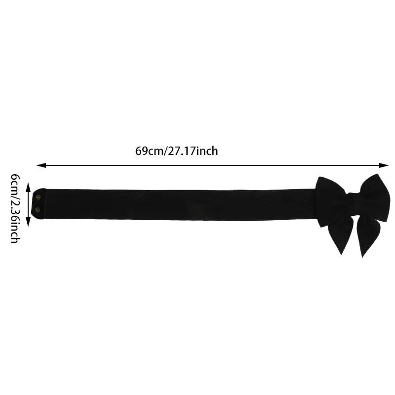 Women's Bow Waistband Versatile Sweet Pure Cotton Fabric Bow Elastic Belt Elastic Broadband Dress Decoration