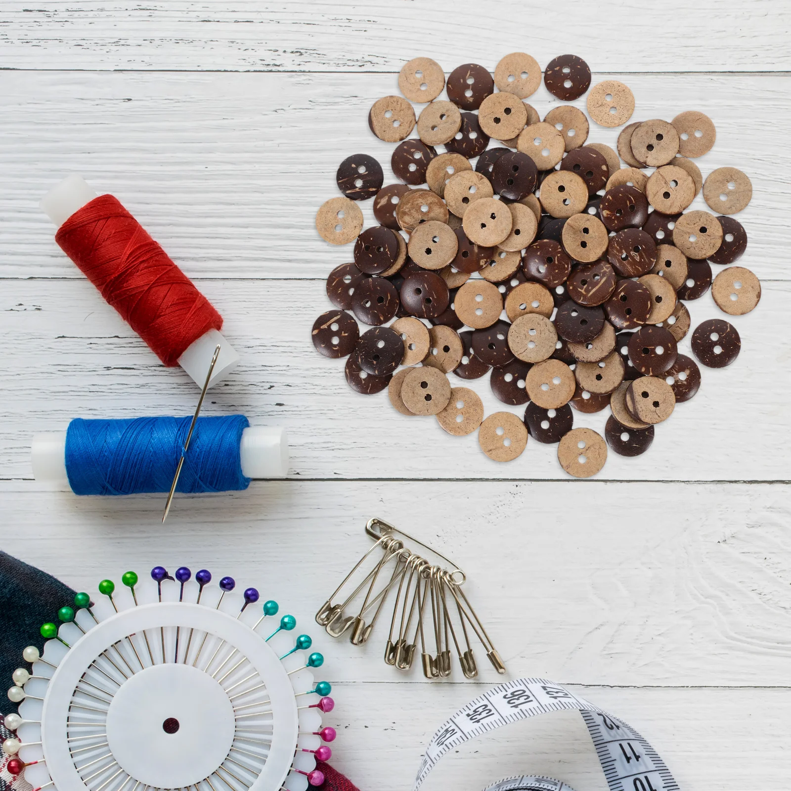 

100Pcs Coconut Shell Buttons Rustic DIY Sewing Accessories Decorative Clothes Hats Bags Crafting Supplies Bulk Vintage