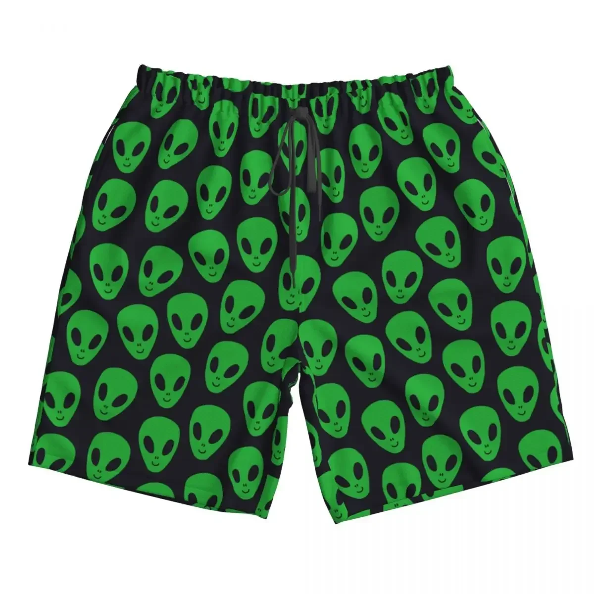 New Summer Men Shorts Men Sports Athletic Running Sport Fitness Beach Basketball Jogging Man Loose Short Pants Green Alien UFO