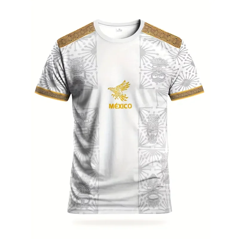 3D Printed Casual T Shirt Mexico Aztec Eagle Soccer Jersey Men Women Mexican Heritage Graphic Tee 2026 Summer Outdoor Sports