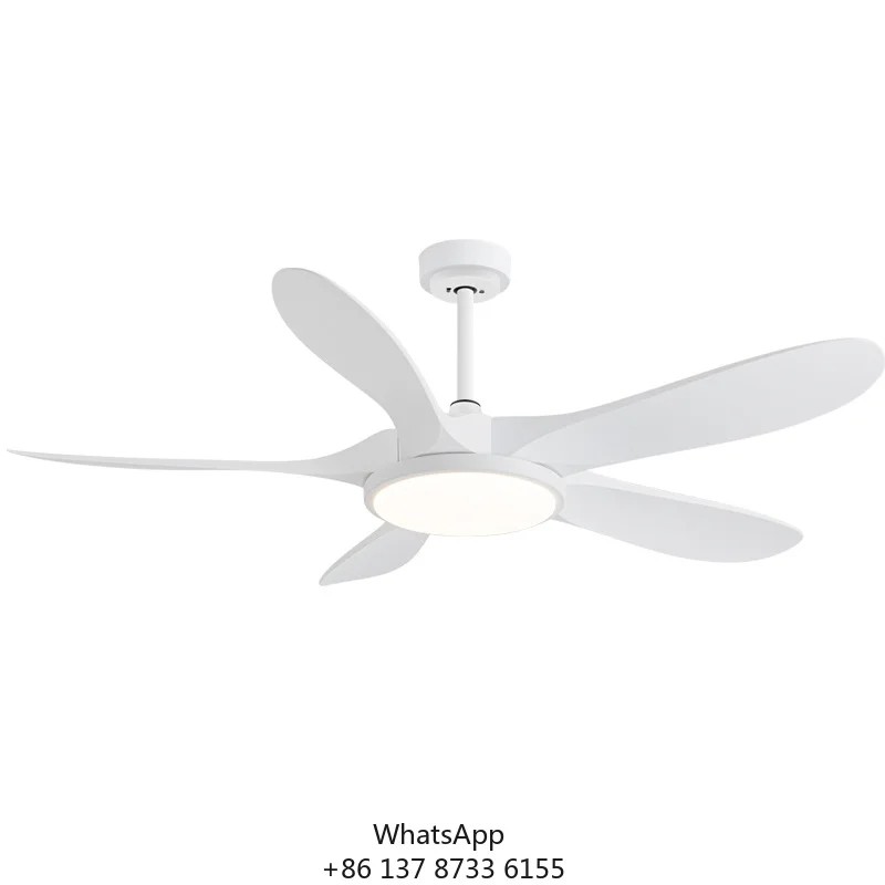 Best Seller Modern 56-Inch LED Ceiling Fan 5 ABS Blades Black/White Remote Control Iron Lamp Energy Conservation Nordic