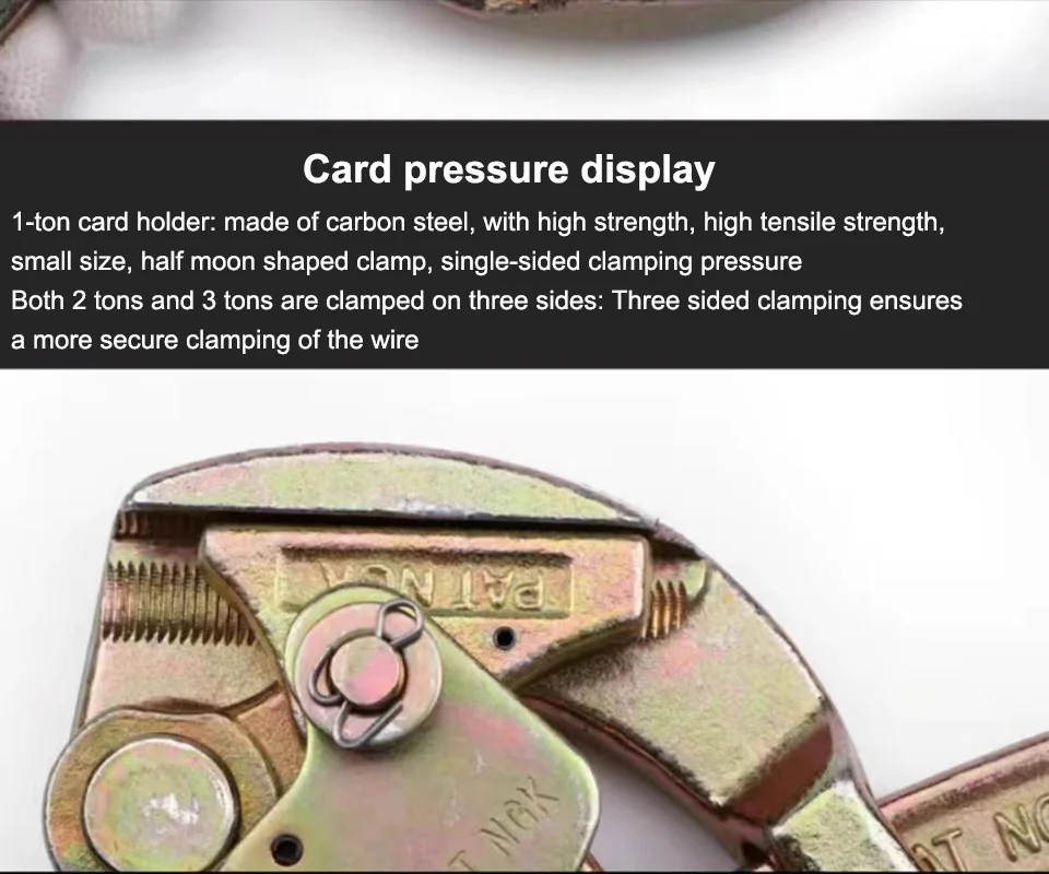 Electrician Wire Puller Tensioner Wire Rope Jammer Tool 0.5T 1T 2T 3T Metal Wire Rope Clip Double Hook Wire Tightener Power