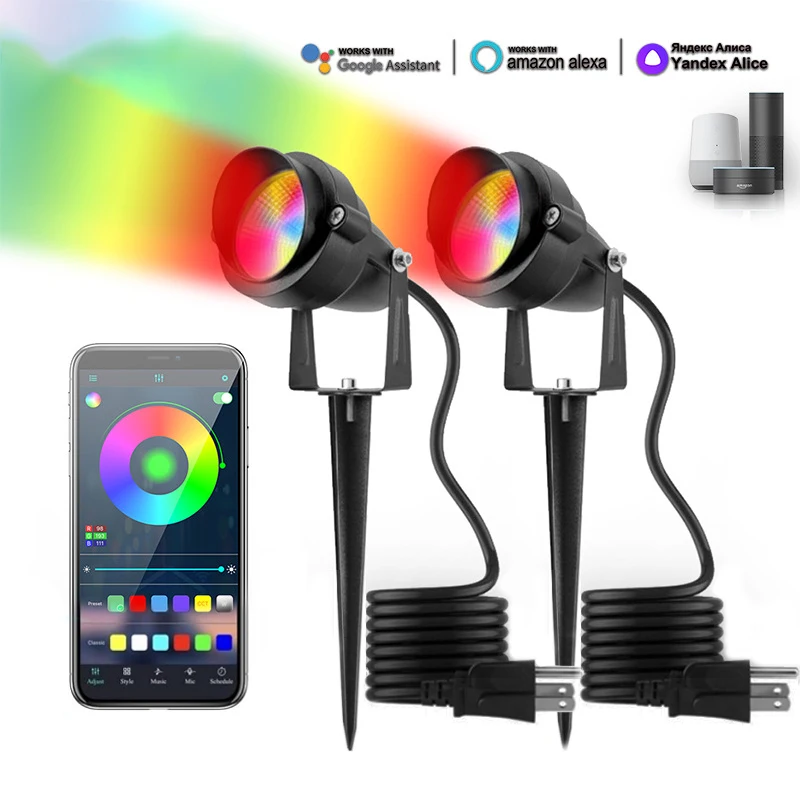 Bluetooth RGB lawn lamp LED plug-in lamp Mobile APP plug-in landscape light Outdoor colourful garden projector light