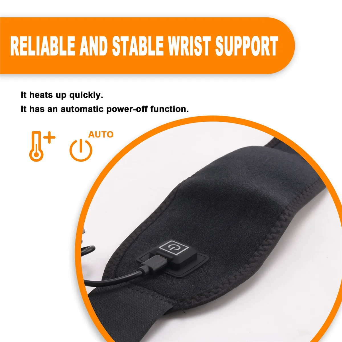 Tutore riscaldato per il polso Scaldapolsi elettrico riscaldato Cuscinetti riscaldanti per il polso per la sindrome del tunnel carpale Artrite Tendinite XQ