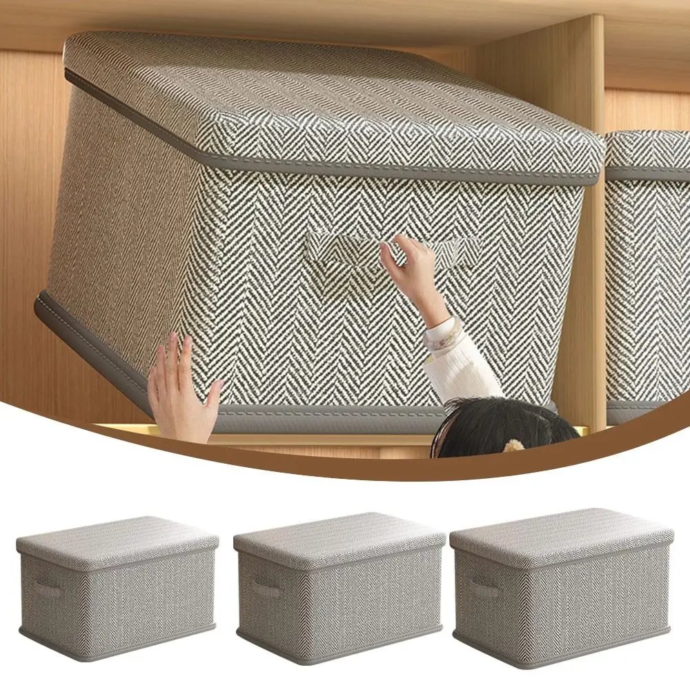 Foldable Clothes Storage Box Moisture-proof Large Capacity Clothing Storage Bin with Cover Pants T-Shirt Sweater Container