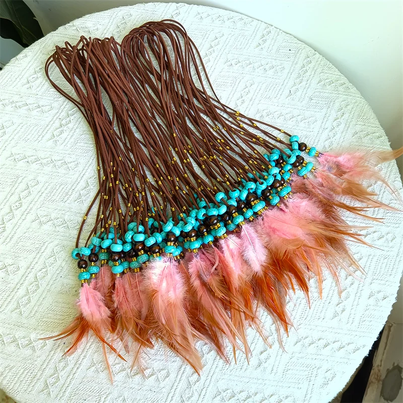 Feather necklace turquoise feather accessories customizable belt necklace clothing accessories jazz hat felt hat accessories