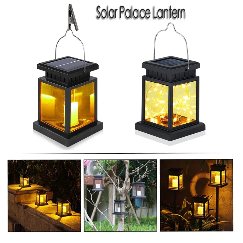 

Solar Palace Lantern Outdoor Solar Lights Lawn Landscape Hanging Atmosphere Candle Lamp Floor Yard Garden Decor Solar Lighting