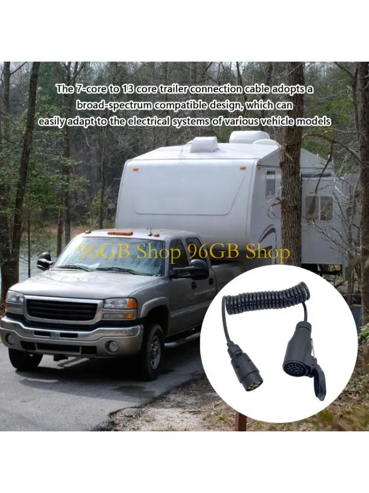 

96 ГБ, 7–13-контактный жгут проводов прицепа, пружинный спиральный шнур из АБС-пластика, универсальный буксировочный трос