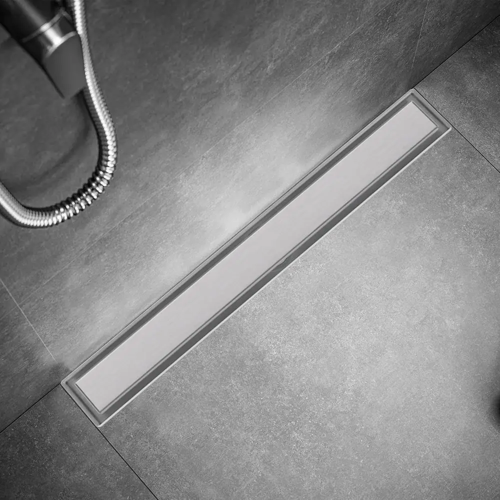 32-Inch Linear Shower Drain with Tile Insert, Brushed Nickel, 304 Stainless Steel, Hair Strainer Included