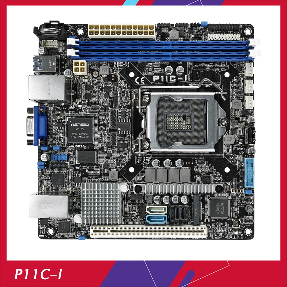 P11C-I Workstation Motherboard For Asus P11C-I/NGFF2280 mini-ITX Server Board Dual Gigabit LAN Ports