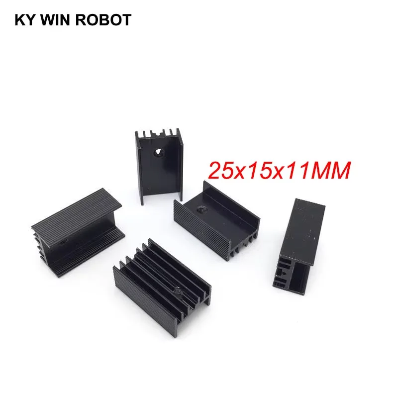 10pcs 알루미늄 TO-220 방열판 TO 220 방열판 트랜지스터 라디에이터 TO220 쿨러 냉각 검정색 25*15*11MM