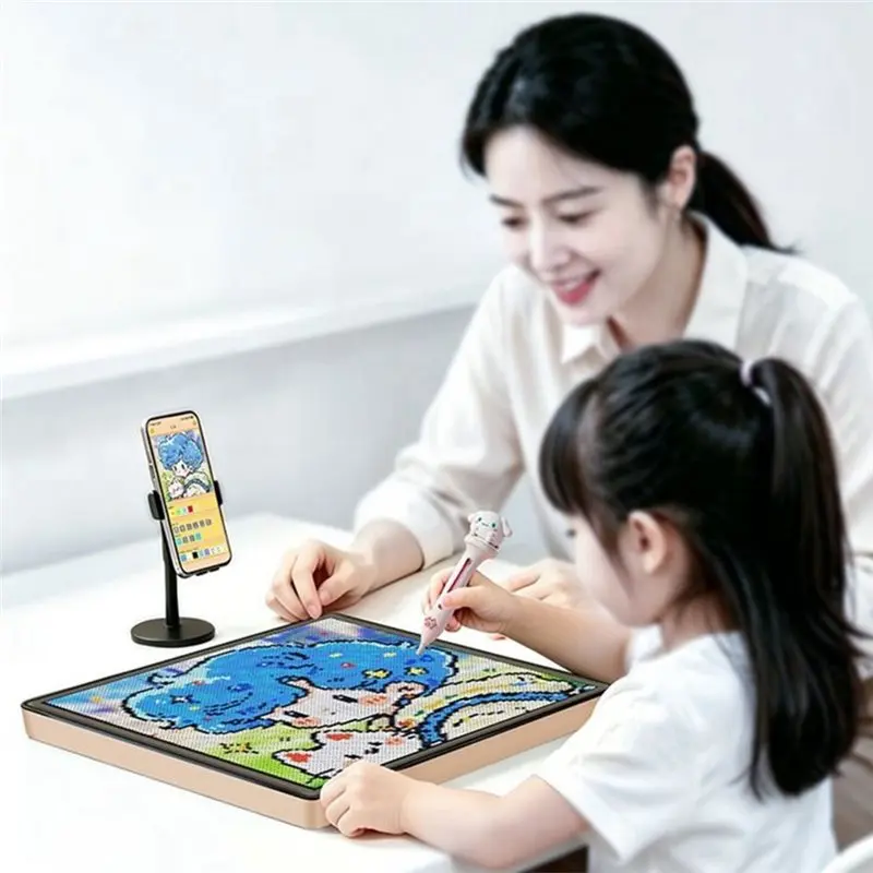 ABKP-DIY LED Smart Fuse Bead Pegboard App Guided Pattern Light Board Pixel Art Tray Bluetooth APP Animation Programming