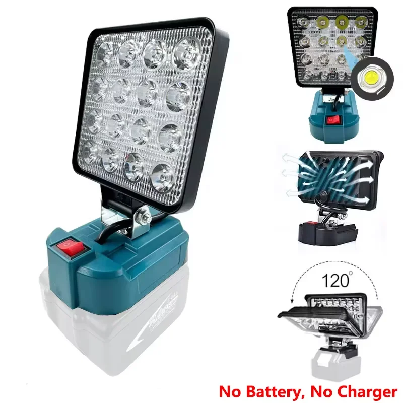 For Makita/Dewalt/Milwaukee 18V Li-ion Battery LED Work Light 3/4 inch Flashlight Portable Emergency Flood Lamp Camping lamp